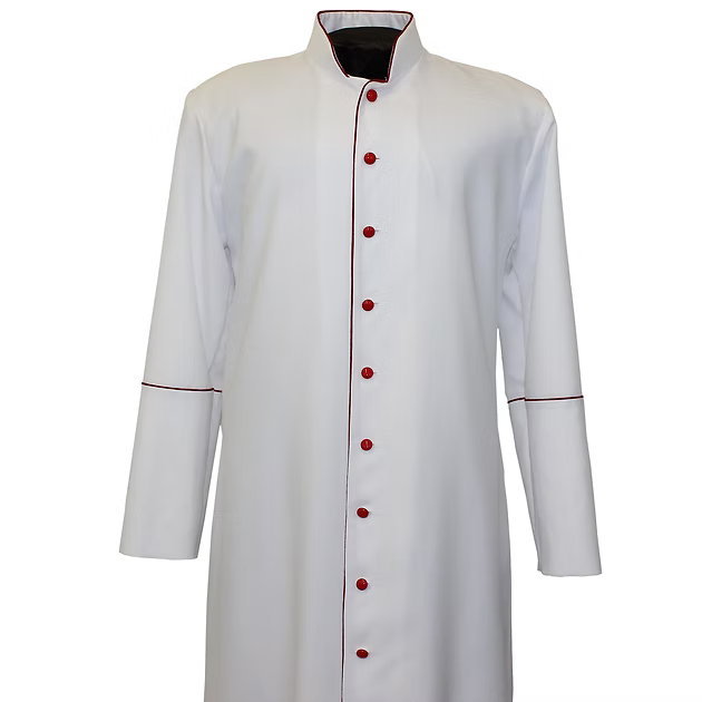 White Cassock With Red Trim