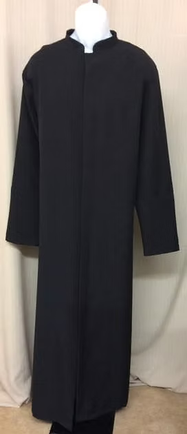 Men's Basic Black Unlined Zip Front Cassock