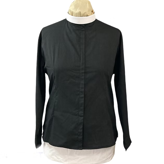 Woman’s Poly cotton (Non-stretch) Zip Full Collar Clergy Blouse