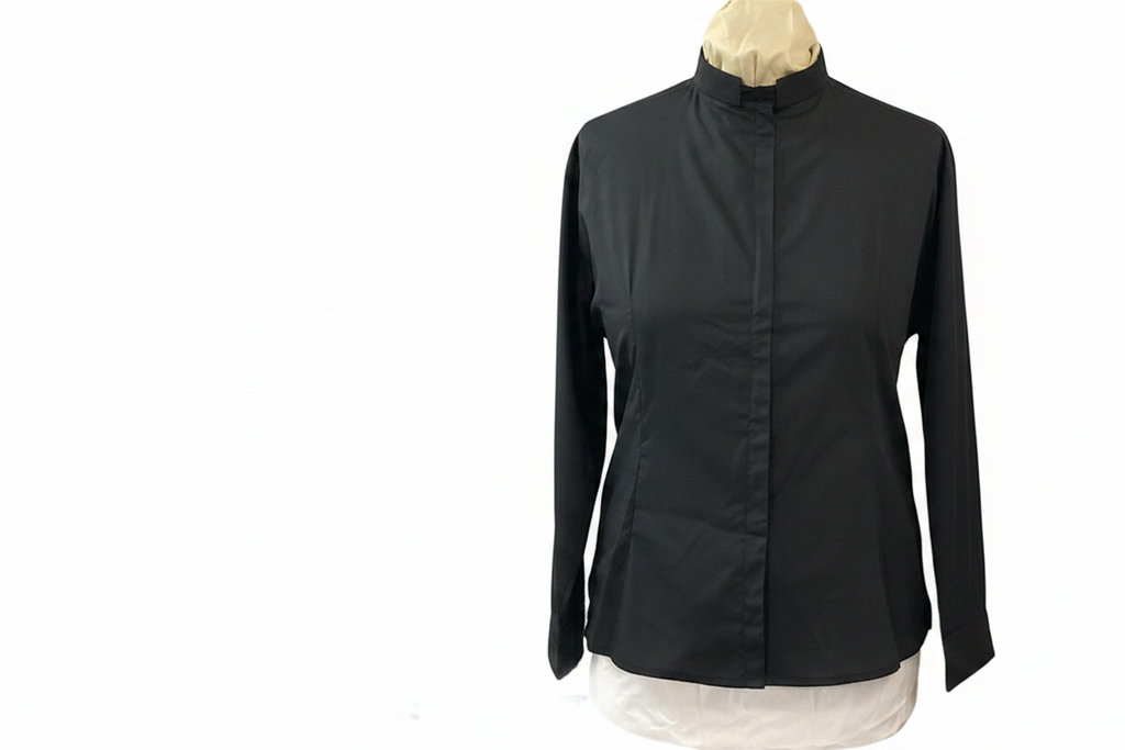 Woman’s Poly cotton (Non-stretch) Zip Full Collar Clergy Blouse