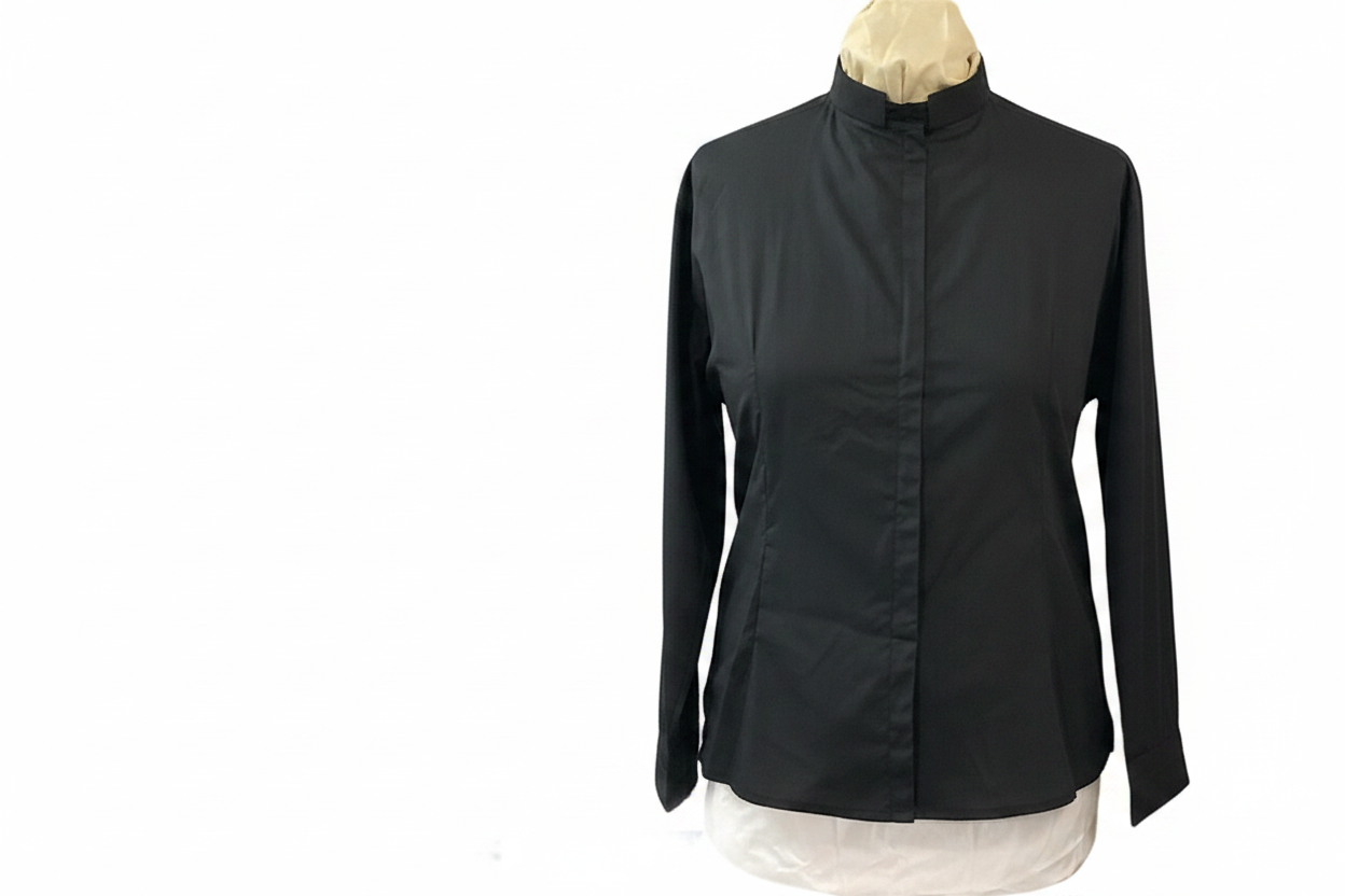 Woman’s Poly cotton (Non-stretch) Zip Full Collar Clergy Blouse