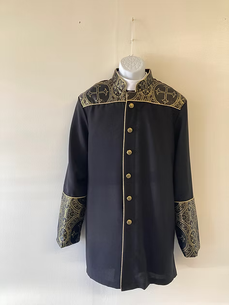 Clergy Jacket with Brocade Trim